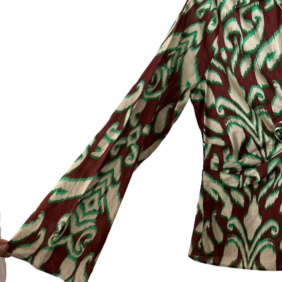 ZARA The Selena Blouse Long Sleeves Green Cotton Small BNWT - Picture 7 of 7